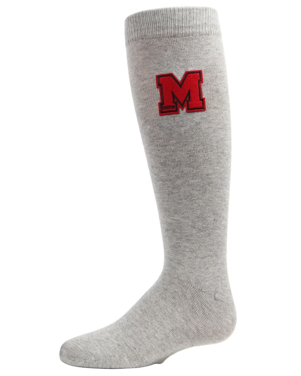 MKF-7044-02004-2 Varsity Knee High Girls Socks, Gray - Size 2