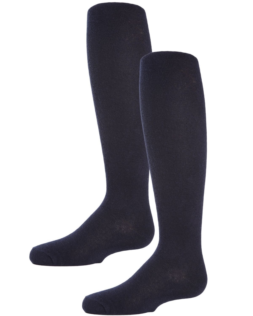 MKB-314-40120-4 Girls Essentials Cotton Tights, Navy - Size 4 - Pack of 2