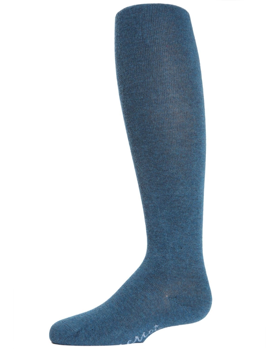 Flat Knit Cotton Tights for Girls Turquoise Heather - Size 6