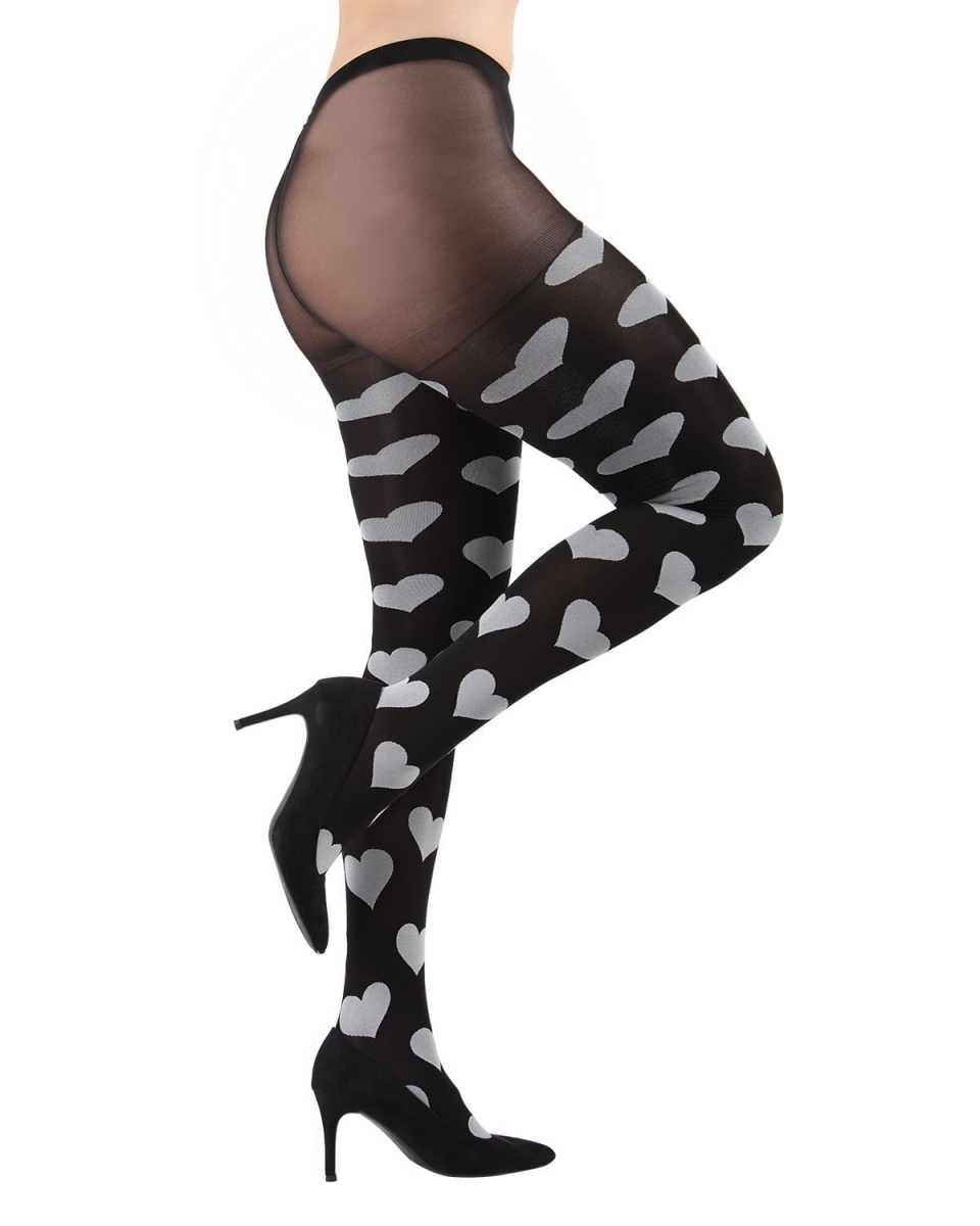 Loves Got to Do with It Opaque Tights for Womens - Black & White - Small-Medium