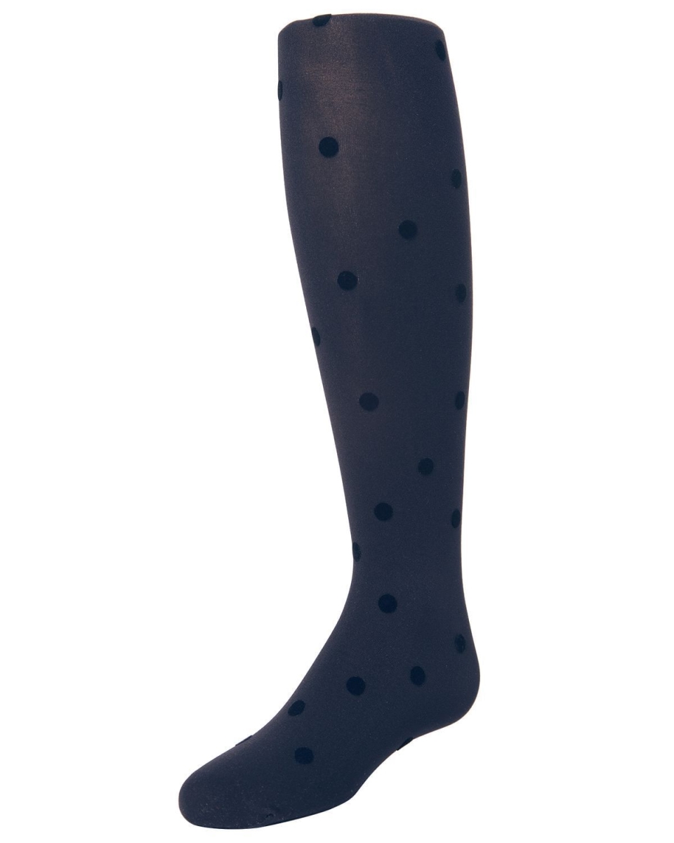 MK-744-40120-2-4 Flocked Dots Girls Tights, Navy - Size 2-4