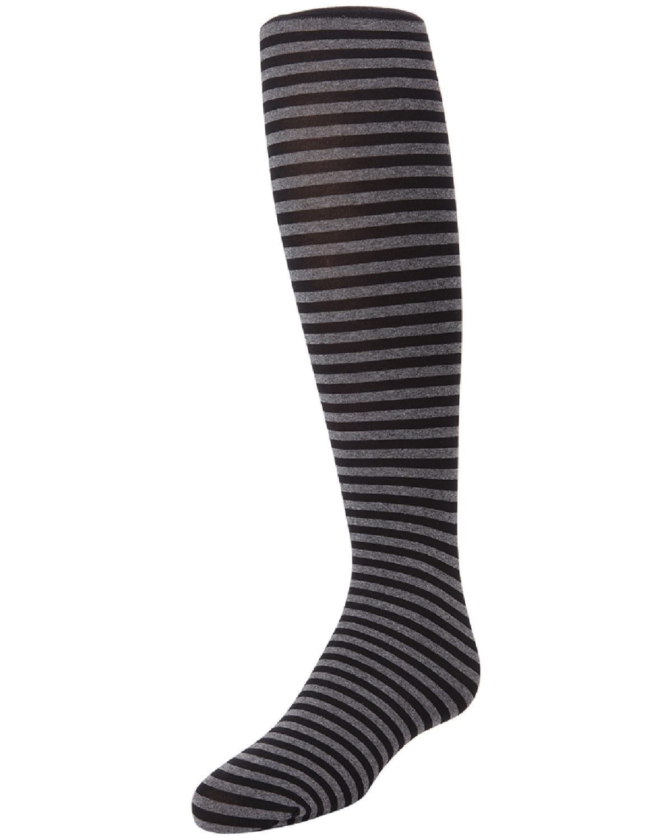 MK-746-00001-4-6 Rows on Rows Girls Striped Tights, Black - Size 4-6