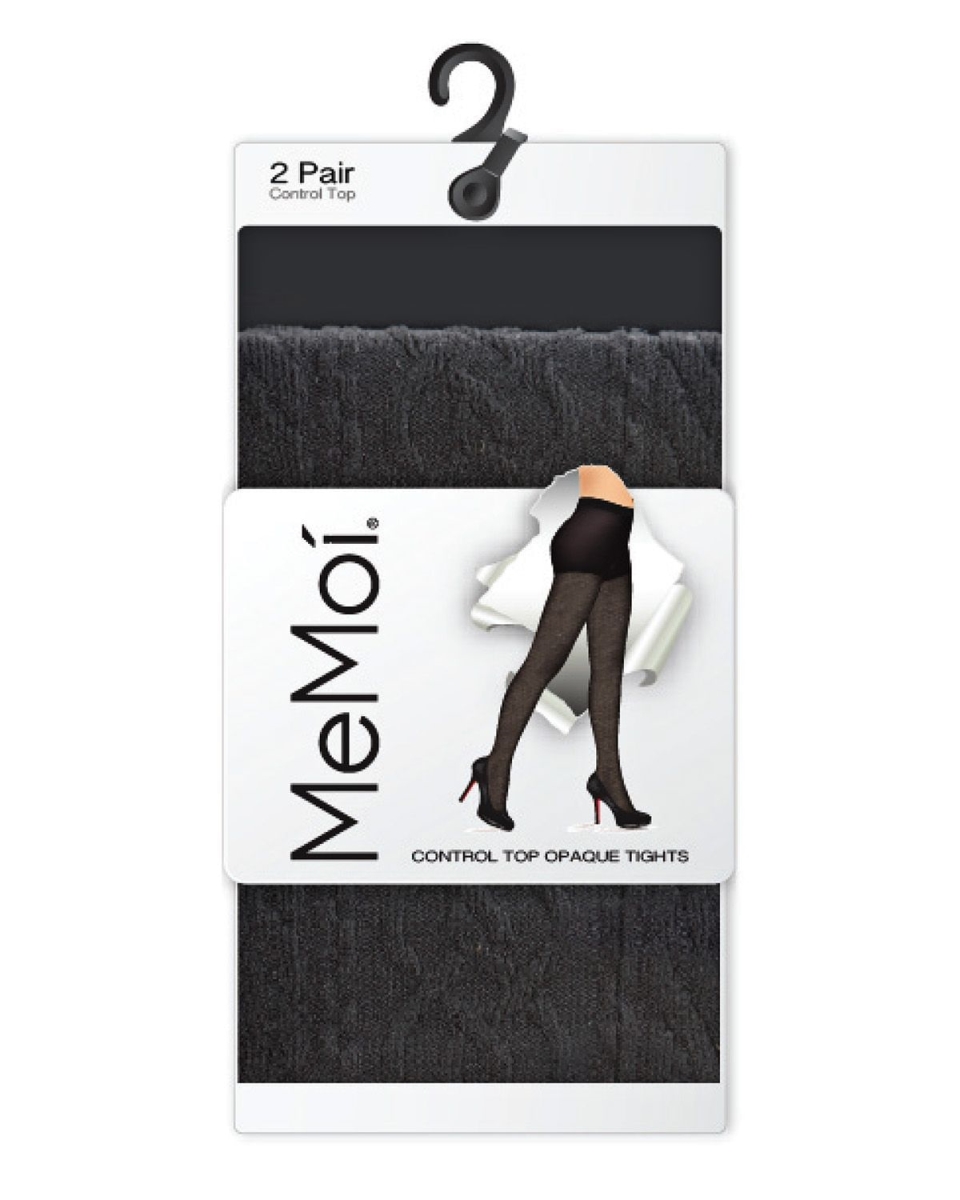 MJB-131-96010-Q1-2 Candelabra & Solid Control Top Tights for Womens, Black - Size Q1-2 - Pack of 4