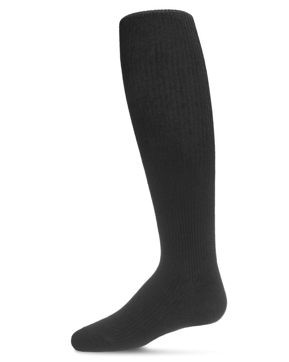 SP-3507-00001-4 Pinned Ribbed Cotton Tights for Girls, Black - Size 4