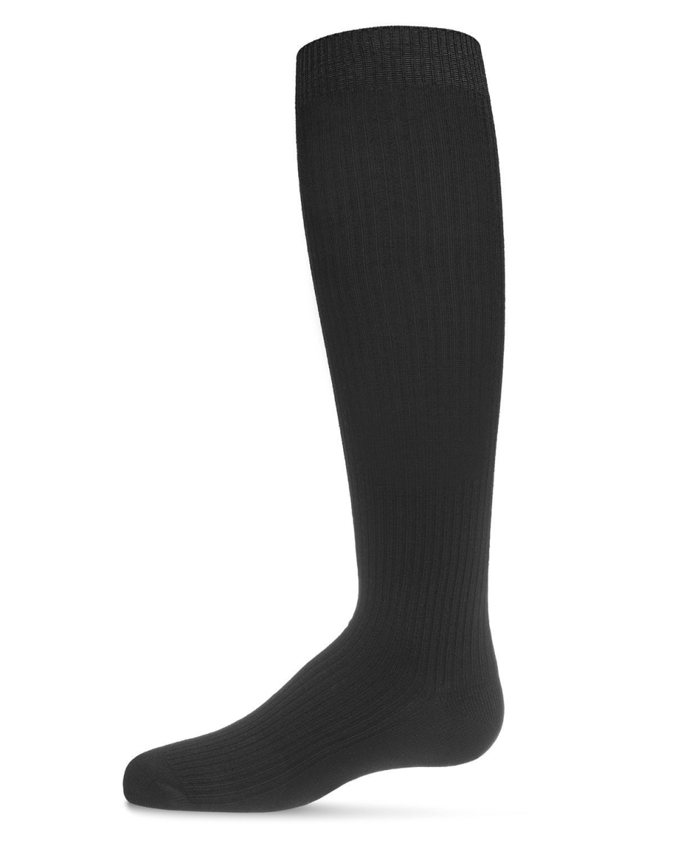MK-5256-00001-2 Thin Ribbed Girls Knee High Sock, Black - Size 2