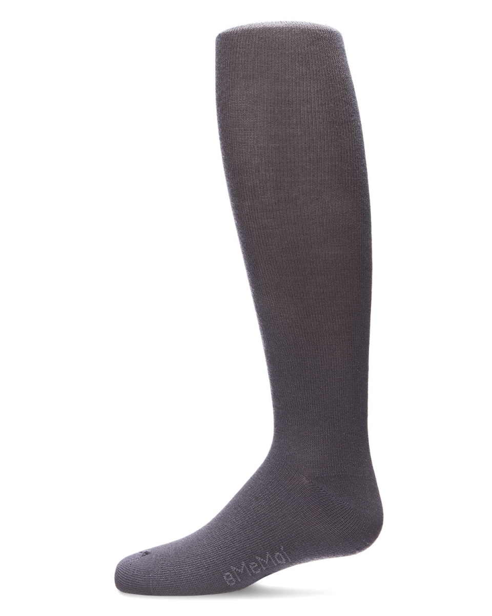 Baby and Toddler Girls Opaque Cotton-Rich Mini-Ribbed Sweater Tights - Slate / 12-18