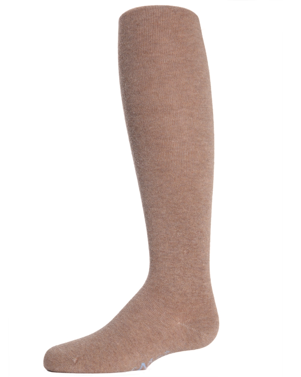 Baby and Toddler Girls Opaque Cotton-Rich Mini-Ribbed Sweater Tights - Taupe / 6-12