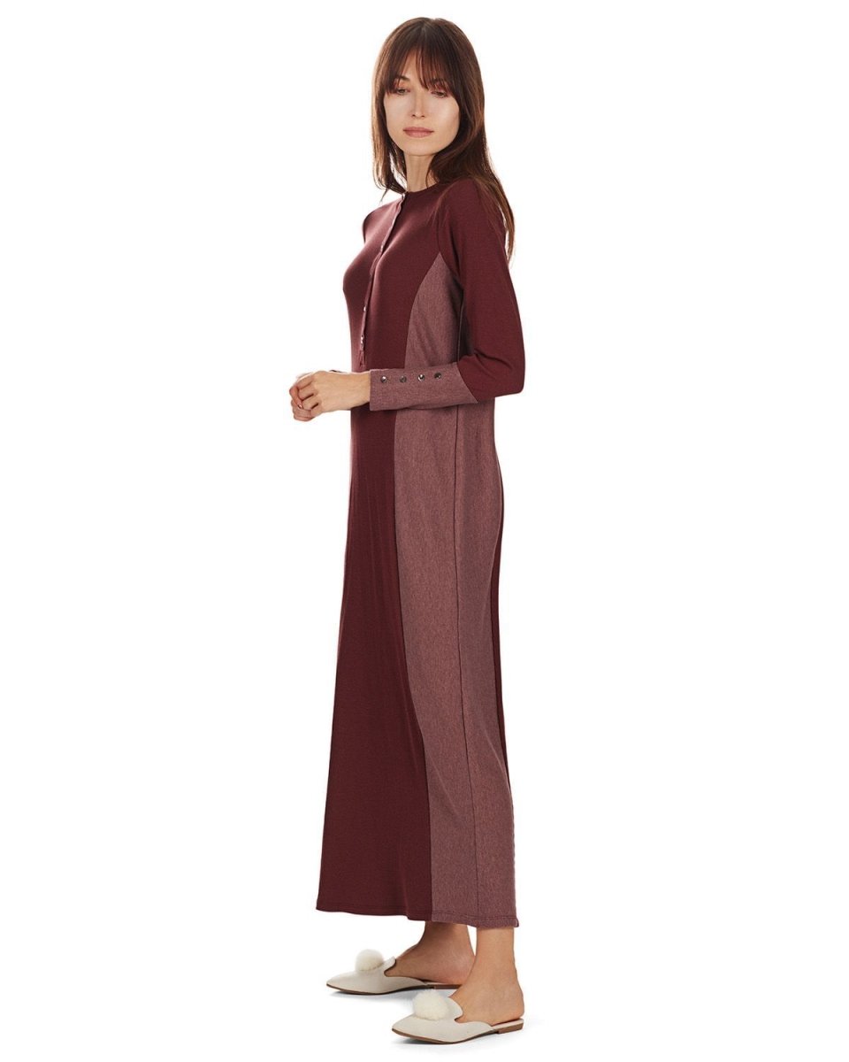 Picture of Memoi CNG07264-60117-M Modest Ribbed Gown for Womens, Wine - Medium