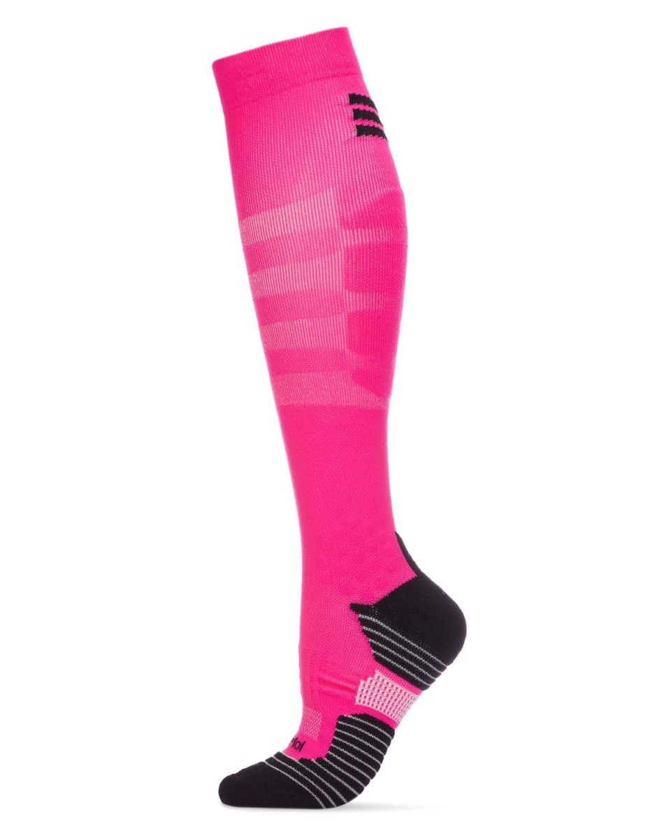 UFY07277-67024-9-11 Neon Performance Compression Knee High Socks, Neon Pink - Size 9-11