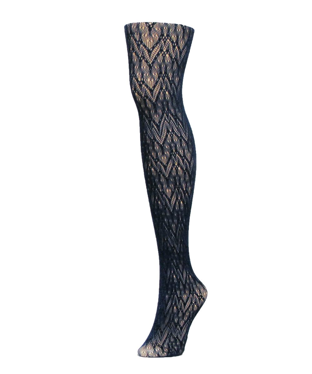 MF2-152-00001-S-M Glacier Two Toned Net Tights for Womens, Black - Small-Medium