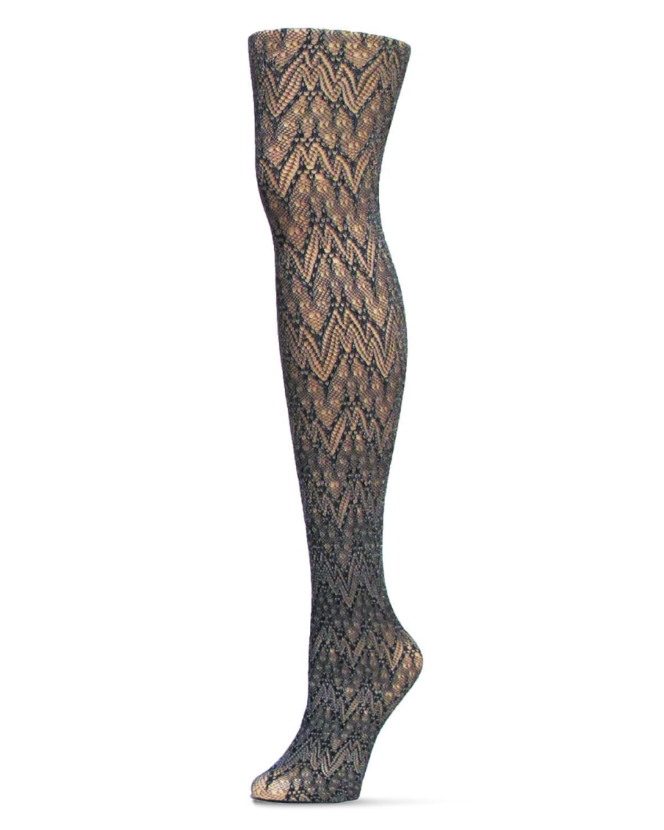 Picture of Memoi MF2-152-99854-M-L Glacier Two Toned Net Tights for Womens&#44; Black & Gray - Medium-Large