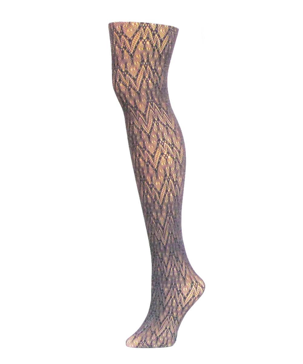 Picture of Memoi MF2-152-25105-S-M Glacier Two Toned Net Tights for Womens&#44; Coffee Bean & Warm Taupe - Small-Medium
