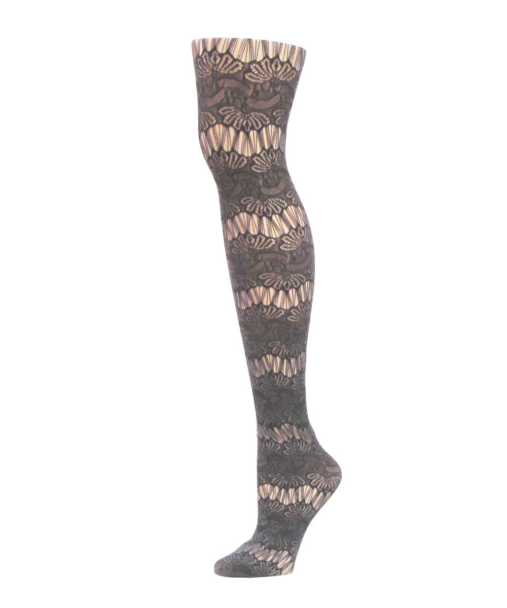 Picture of Memoi MF2-158-99854-S-M Semi Botanic Two Toned Net Tights for Womens&#44; Black & Gray - Small-Medium