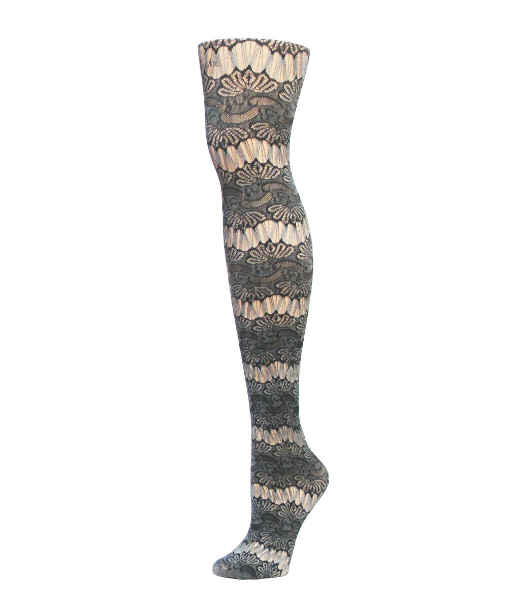 Picture of Memoi MF2-158-25105-S-M Semi Botanic Two Toned Net Tights for Womens&#44; Coffee Bean & Warm Taupe - Small-Medium
