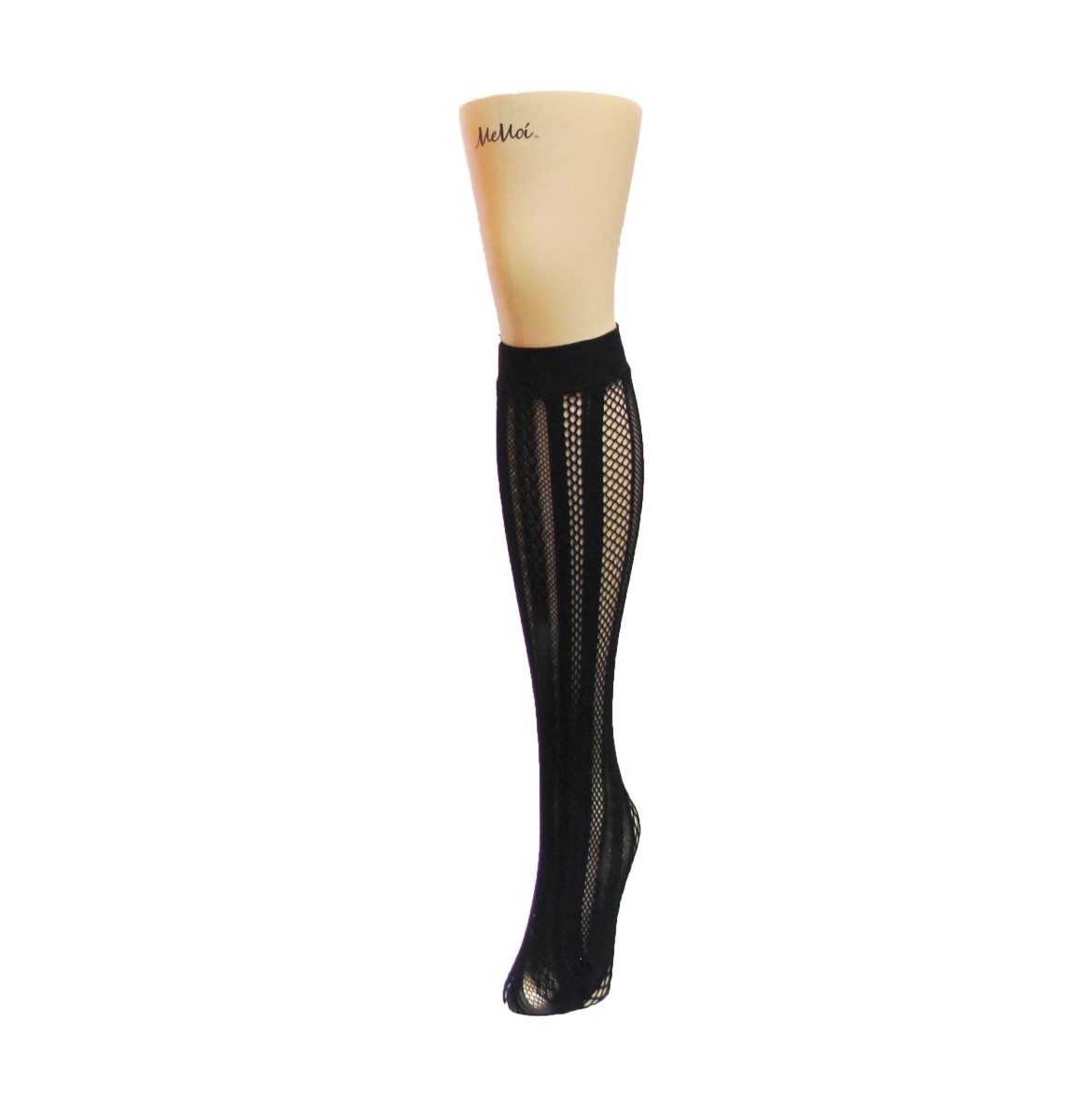 MF2-760-00001-OS Panel Symmetry Net Knee High Sock for Womens, Black - One Size