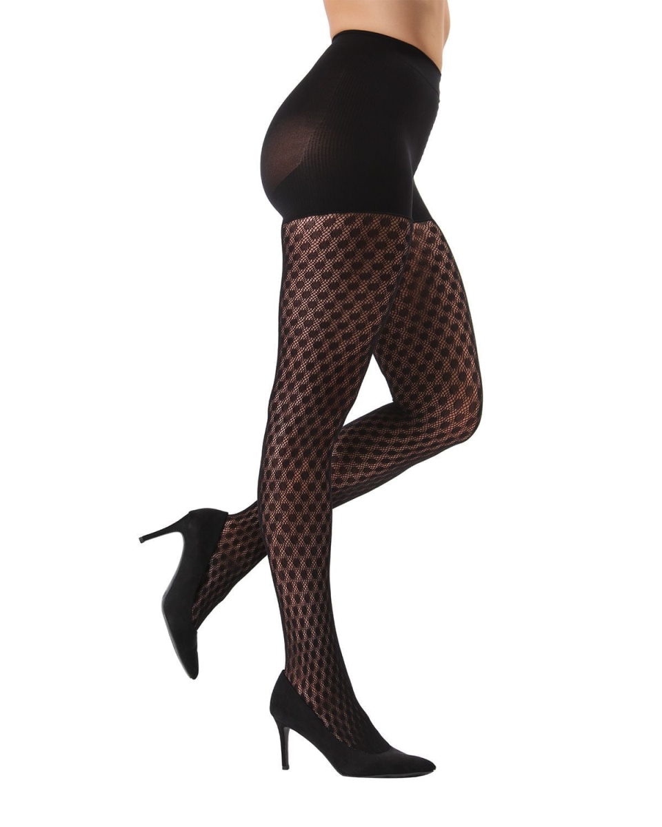 Picture of Memoi MO-377-00001-S-M Firmfit Dotted Net Tights for Womens, Black - Small-Medium