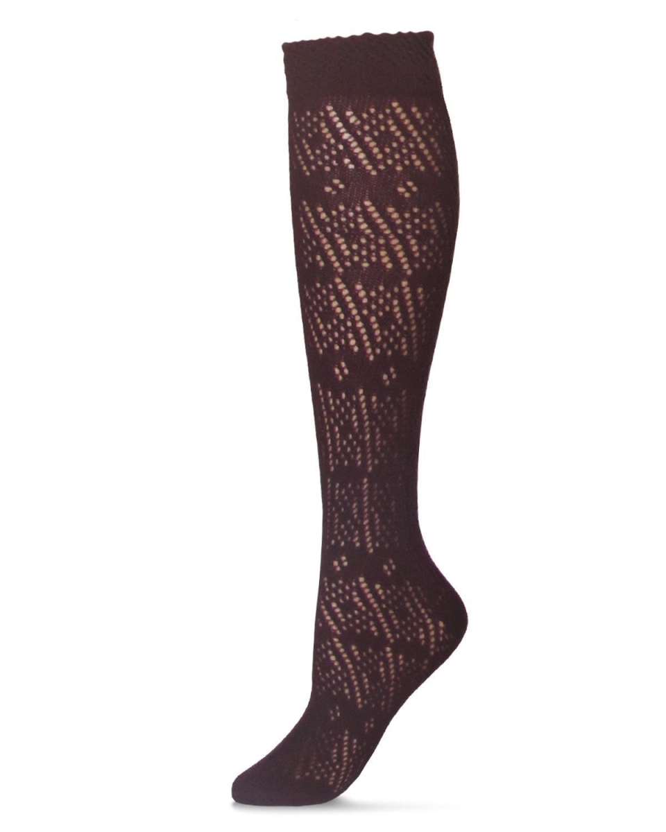 MF2-704-50110-OS Diamond Strands Knee High Sock for Womens, Cabernet - One Size