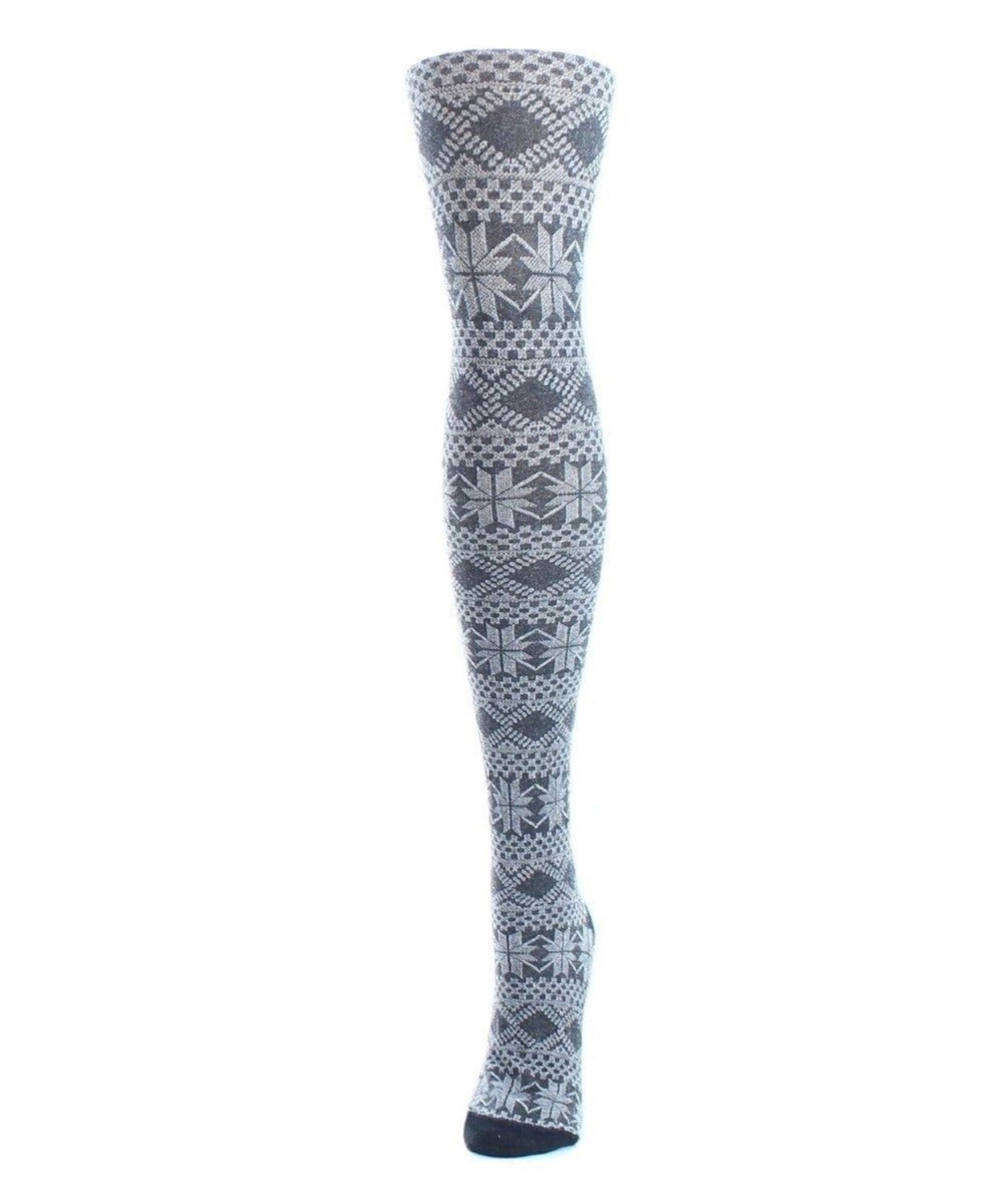 MF5-111-00001-L-XL Flake Zone Cotton Blend Sweater Tights, Black - Large-Extra Large