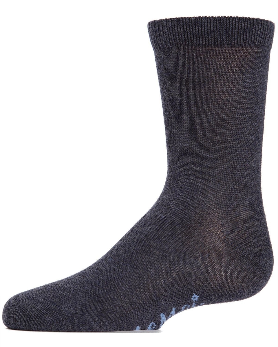 MK-5104-42051-12 Basic Kids Cotton Blend Crew Socks, Medium Denim - Size 12