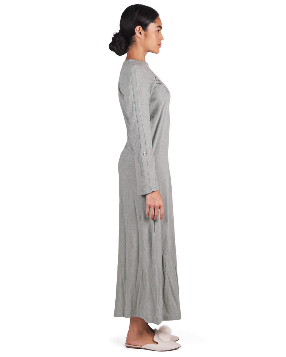 Picture of Memoi CNL07397-33005-XS 100 Percent Cotton Slub Full-Length Sleeping Gown for Women, Seafoam - Extra Small