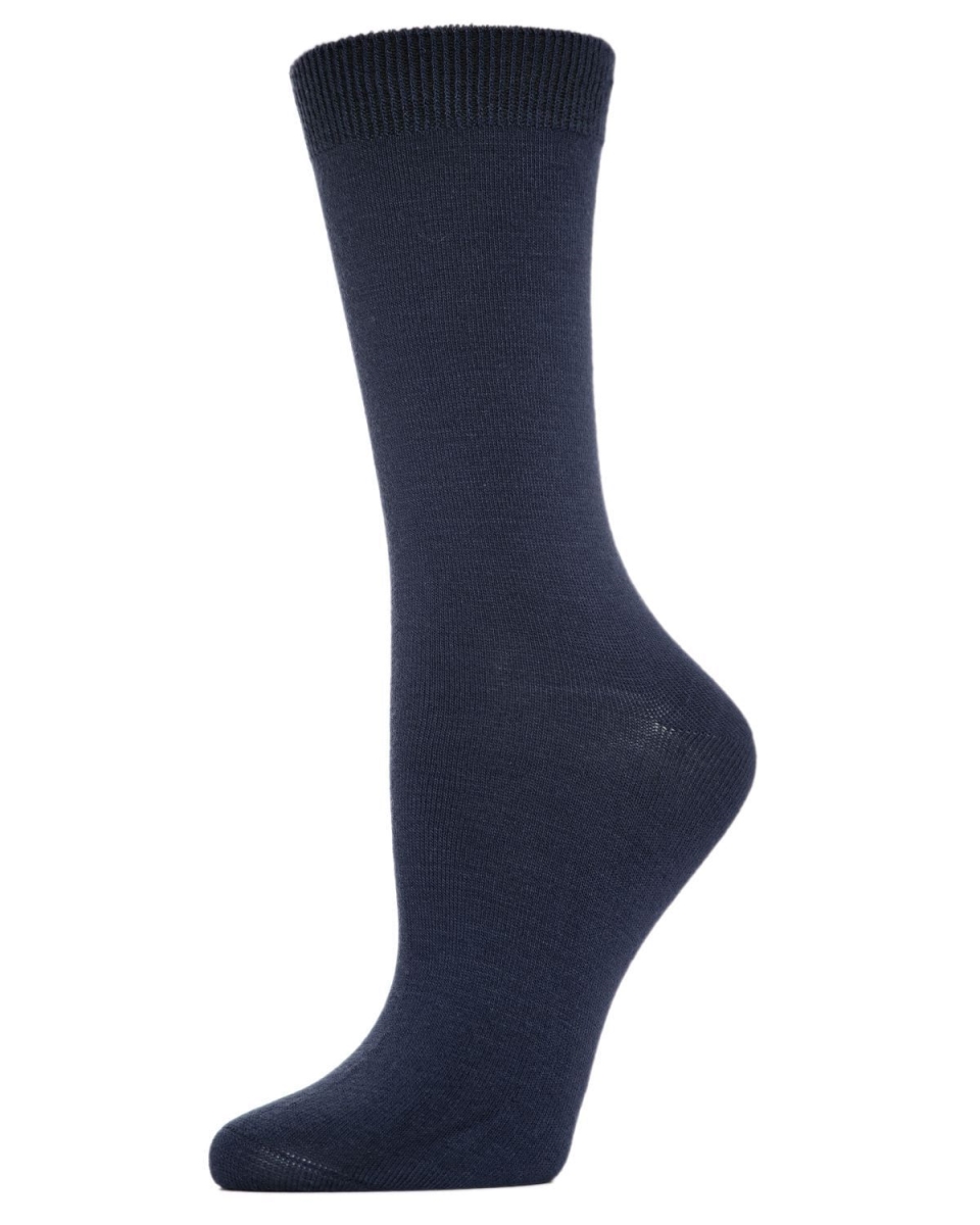 ML-514-40120-OS Hand-Linked Bamboo Blend Crew Socks for Women, Navy - One Size