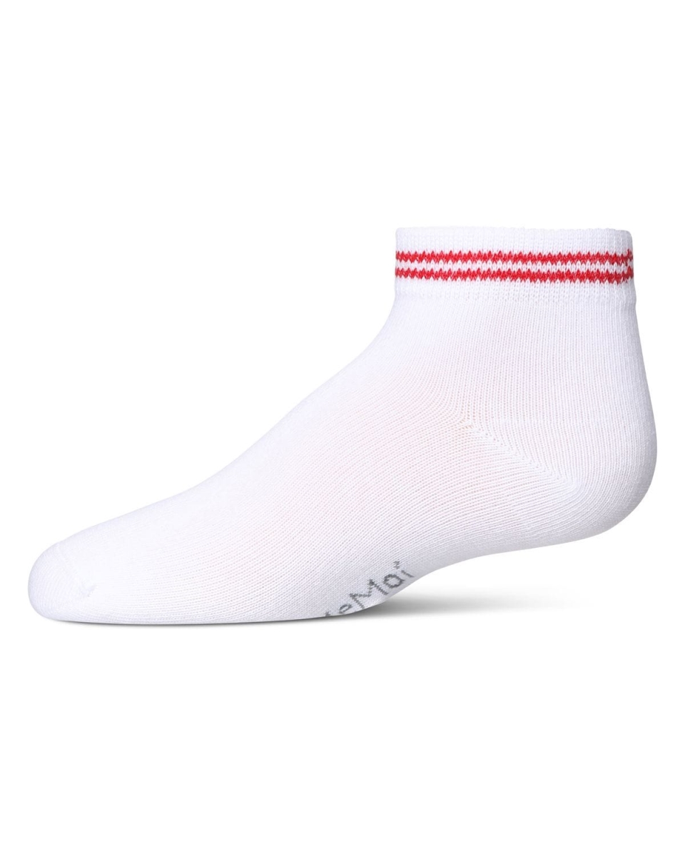 MKF-6046-62009-2 Girls Ziggy Double Ring Cotton Blend Anklet Socks, Red - Size 2
