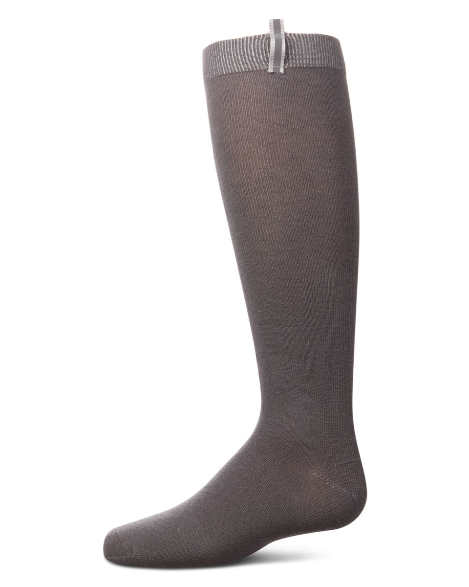 MKF-11575-02004-4 Girls Reflective Tab Knee High Socks, Grey - Size 4