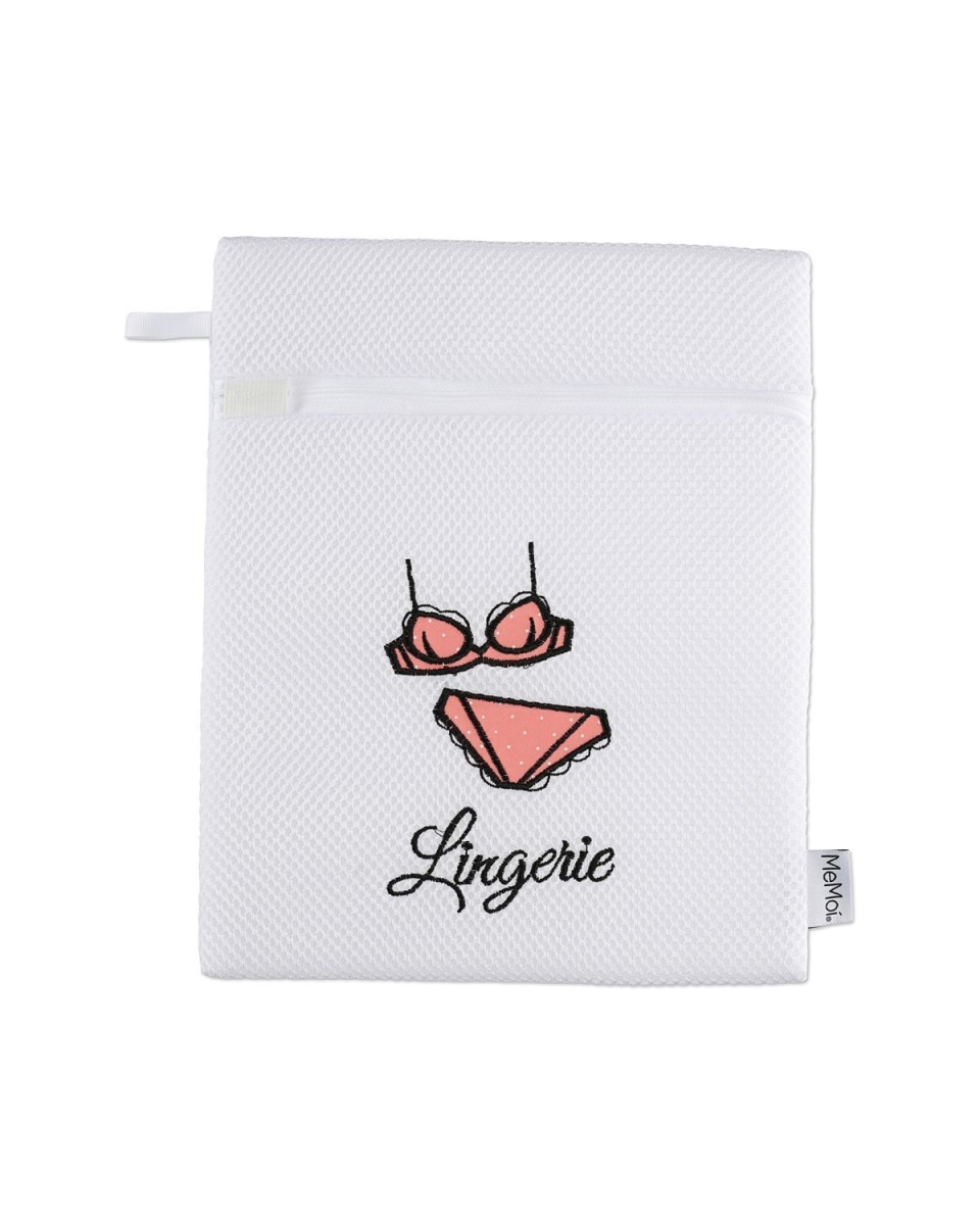 MNH08606-10103-M Lingerie Embroidered Mesh Wash Bag, White - Medium