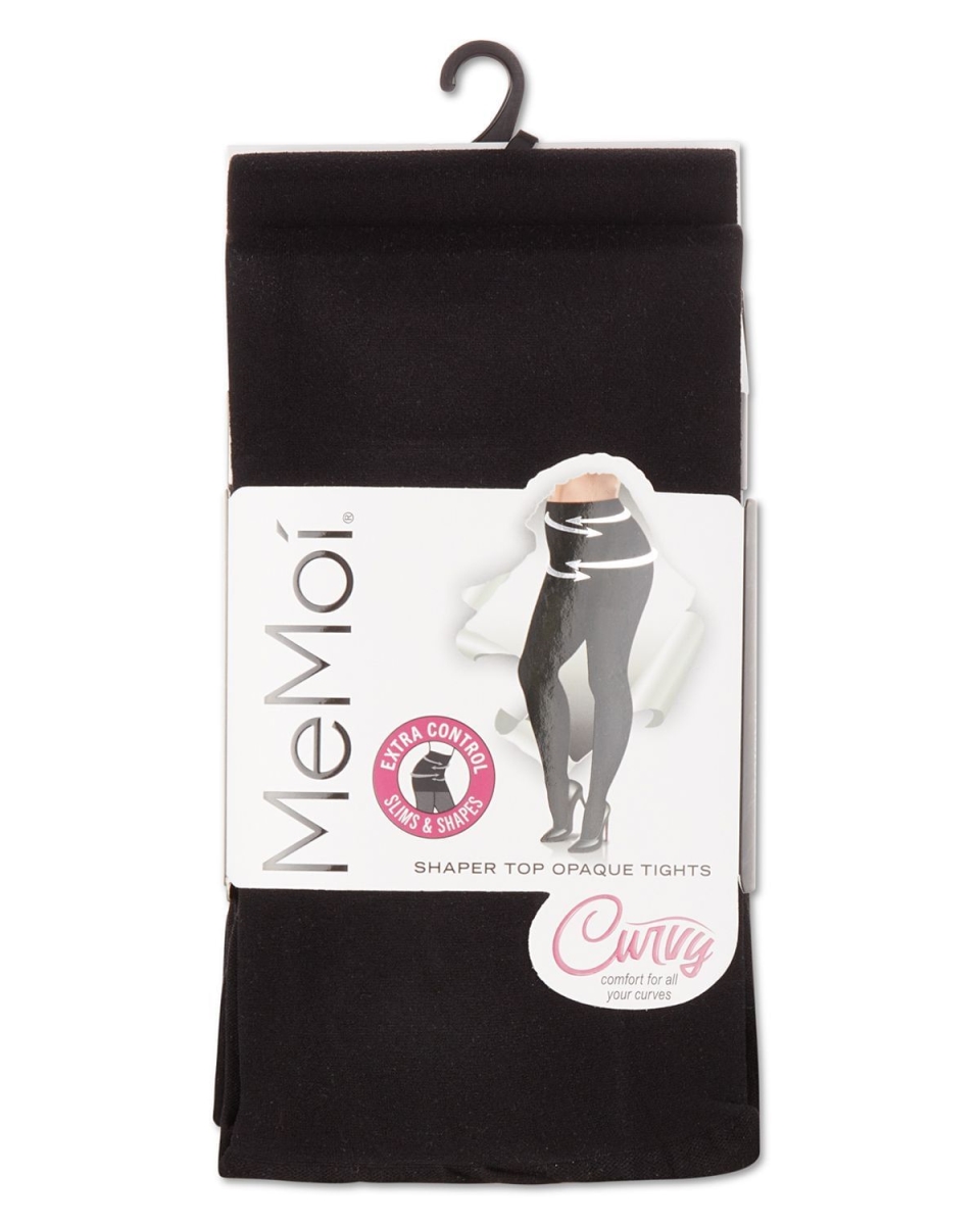 2 Pair Women's Opaque High-Waist Shaper-Top 60-Denier Plus-Size Tights - Black-Black / 1X-2X