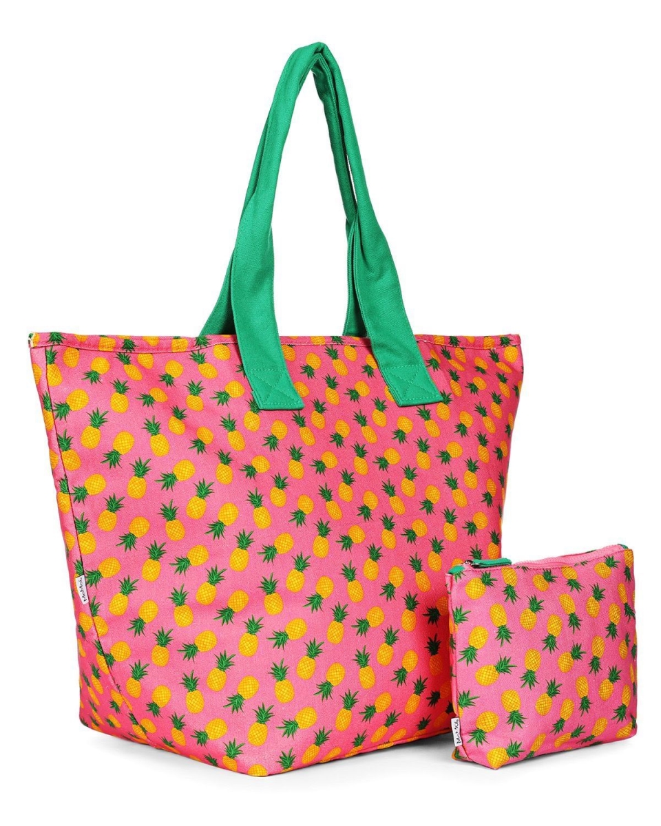 MGV08079-66009-OS Pineapple Makeup & Tote Bag Set, Confetti Pink - One Size