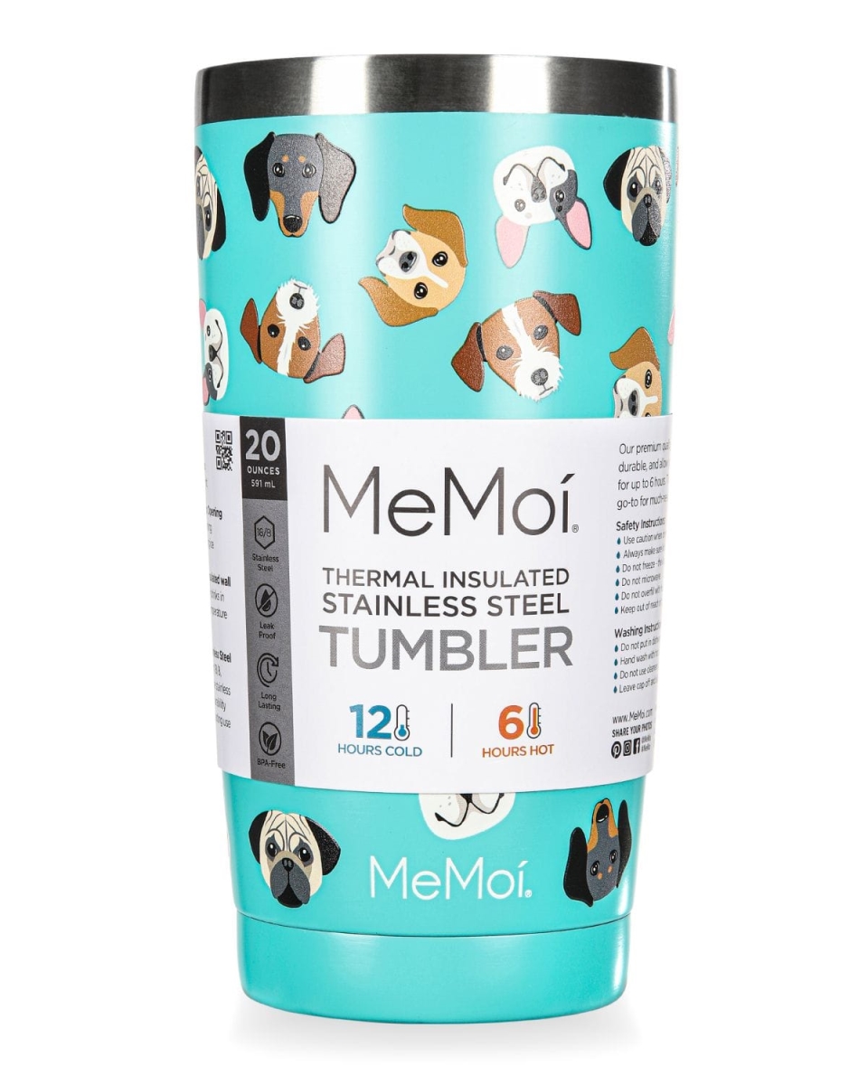 MGV08062-33005-20OZ 20 oz Thermal Insulated Stainless Steel Dogs Coffee Tumbler, Seafoam