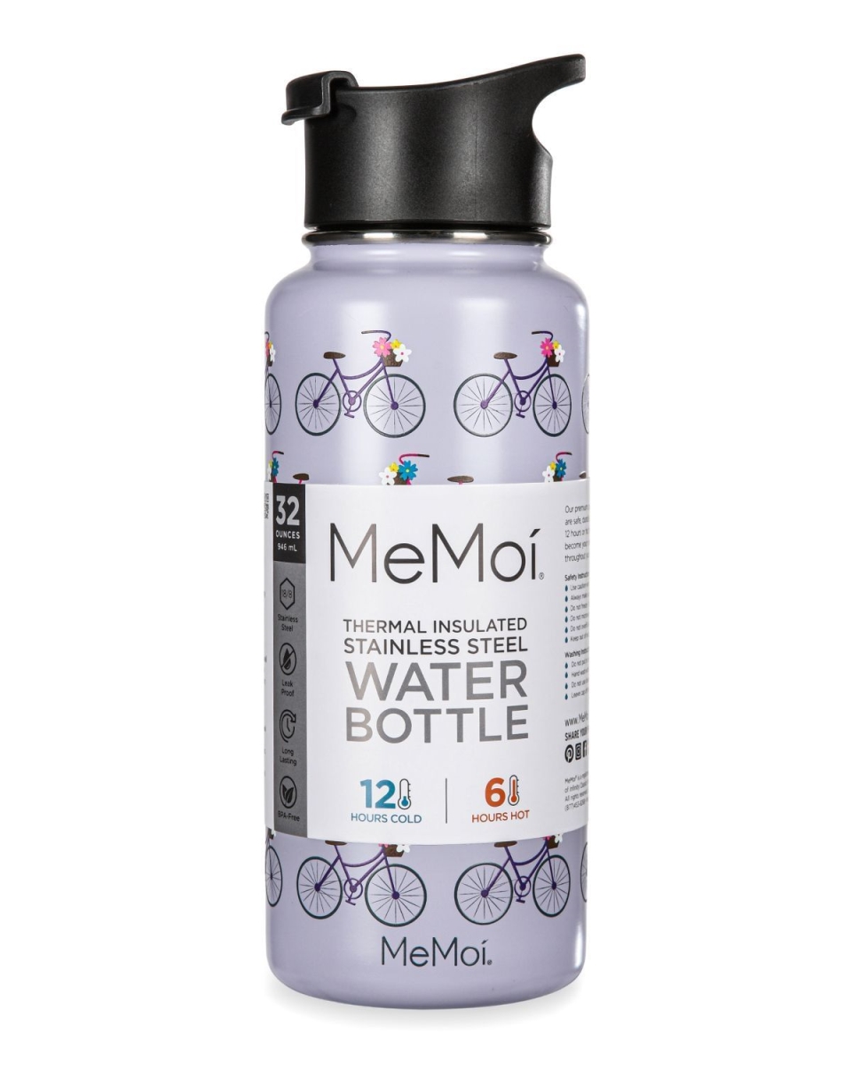 MGV08057-53002-32OZ 32 oz Thermal Insulated Stainless Steel Bicycles Water Bottle, Lavender