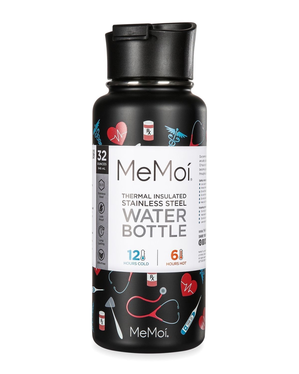 MGV08058-00001-32OZ 32 oz Thermal Insulated Stainless Steel Medical Water Bottle, Black