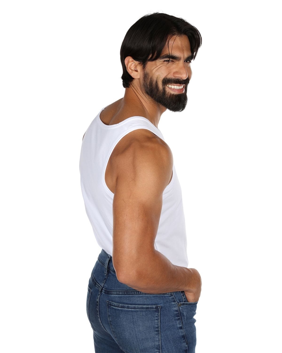 2 Pair Men's Sleeveless Cool Cotton Stretch Crewneck Tank Undershirts - White / S