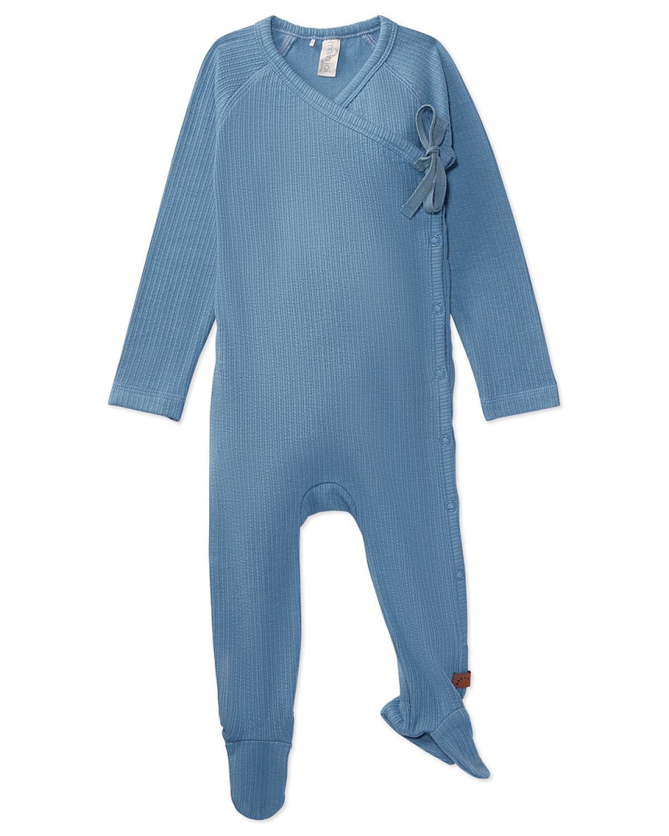 IAG08690-45000-9M Infant Solid Ribbed Cross Over Tie Footie, Blue Bell - 9 Months