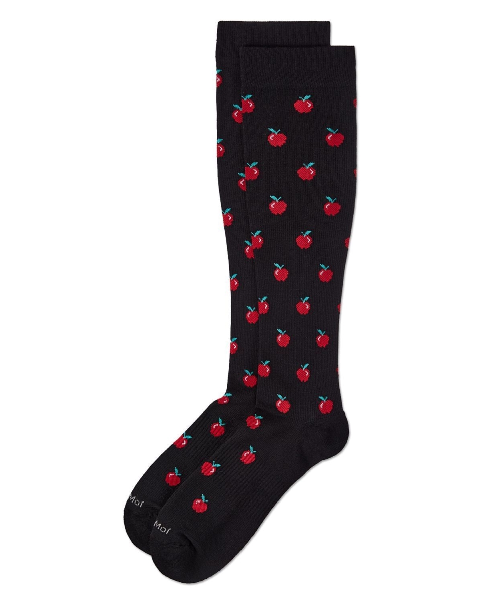 MFY08992-00001-9-11 Apples 8-15 mm Hm Graduated Bamboo Compression Socks, Black - Size 9 to 11