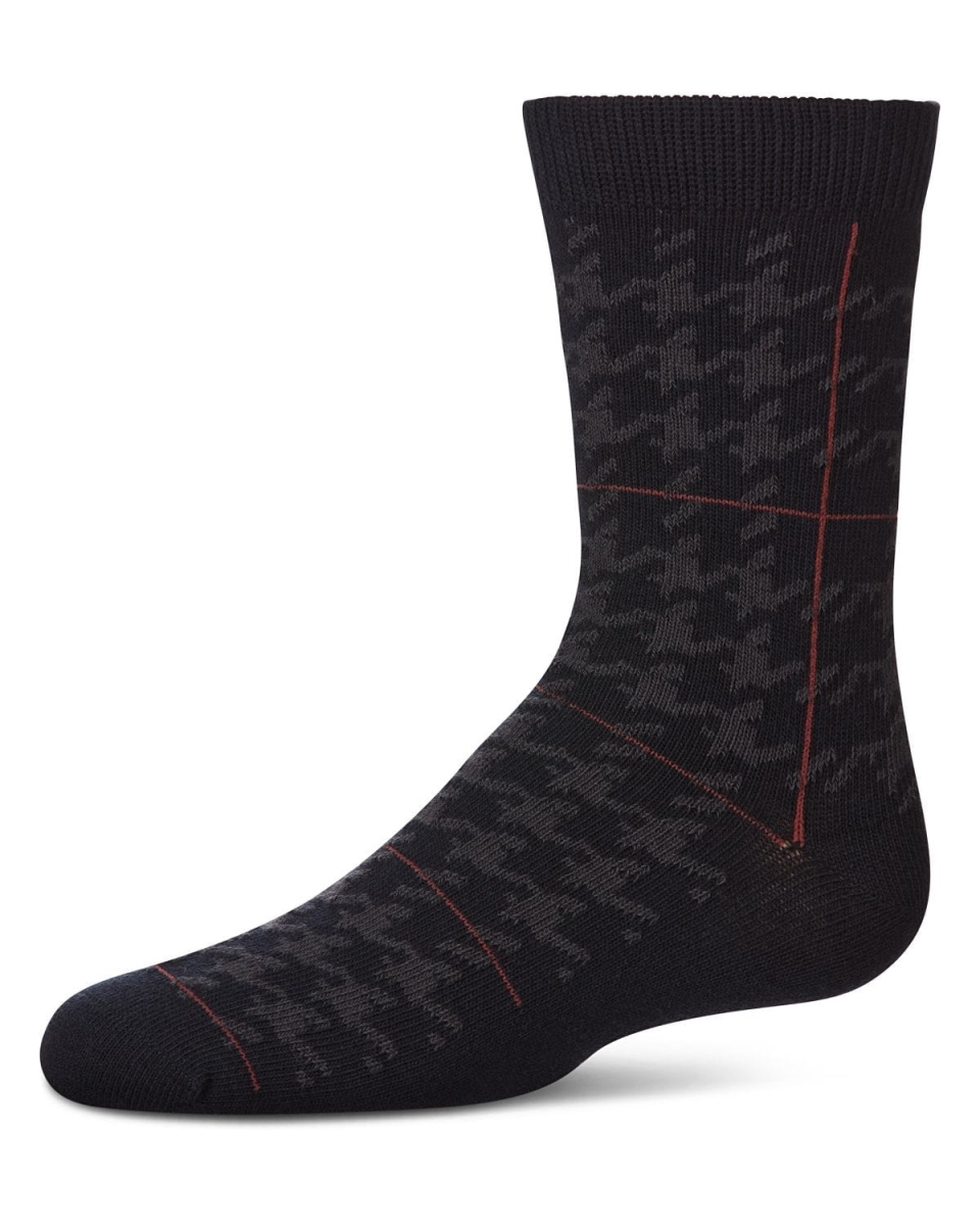 MK-189-40120-89 Boys Hounds Plaid Dress Socks, Navy - Size 8 to 9