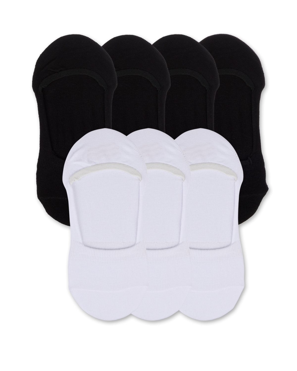 MP059-96016-OS Women Mid-Cut Liner Cotton Blend Socks, Black & White - One Size - Pack of 7