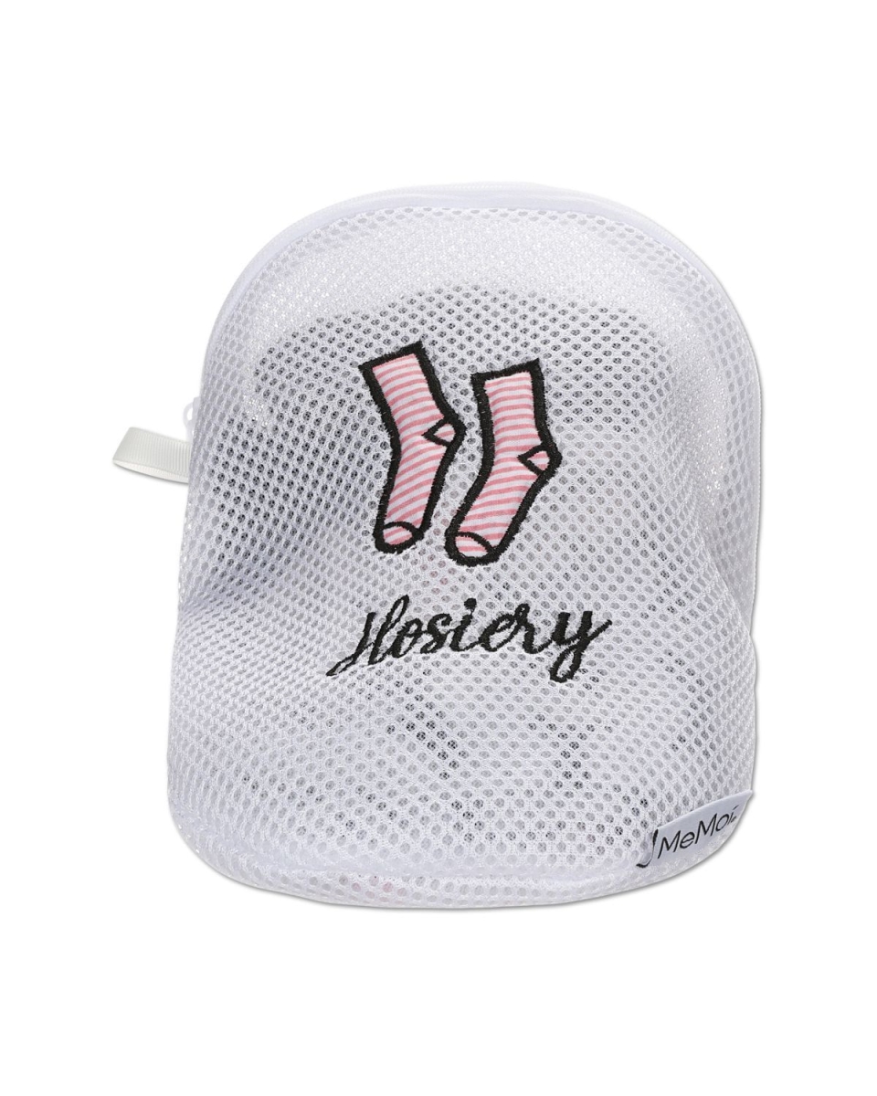MNH08605-10103-M Hosiery Embroidered Mesh Wash Bag, White - Medium