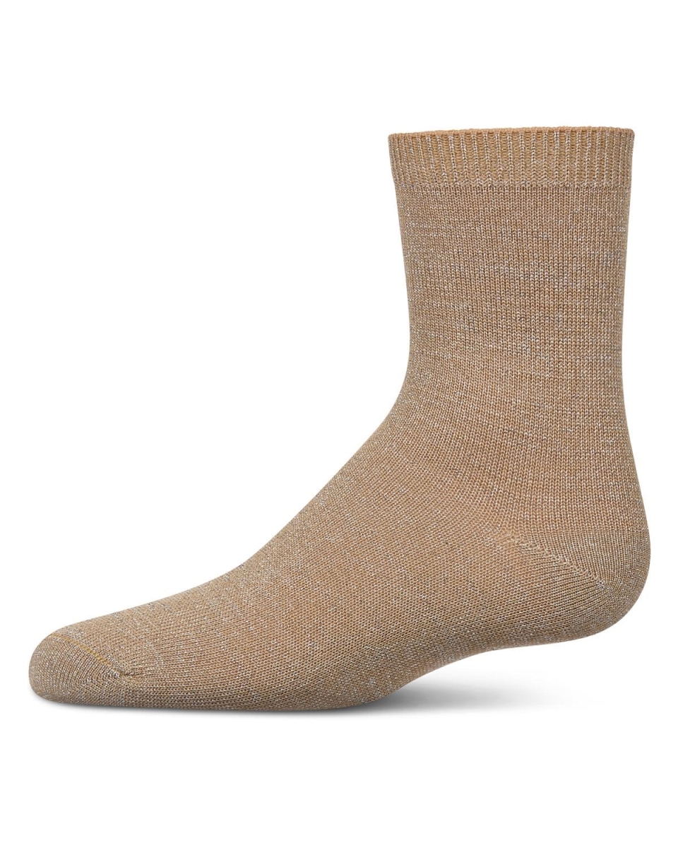 MK-6166-68075-6 Kids Basic Soft Rayon from Bamboo Crew Socks, Champagne Lurex - Size 6