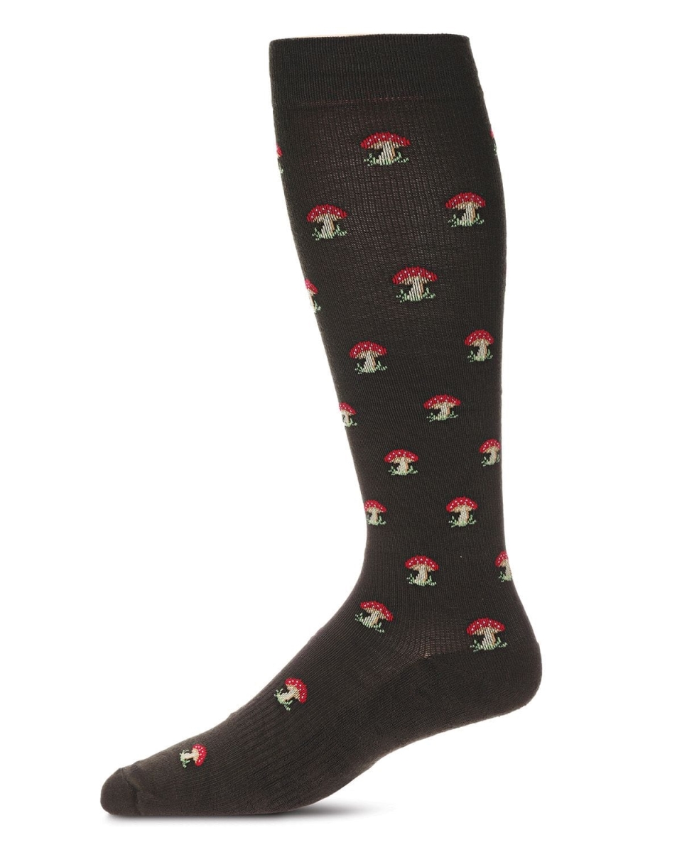 AOY08643-02101-10-13 Mushrooms 8-15 mmHg Bamboo Blend Graduated Compression Socks, Rosin - Size 10 to 13