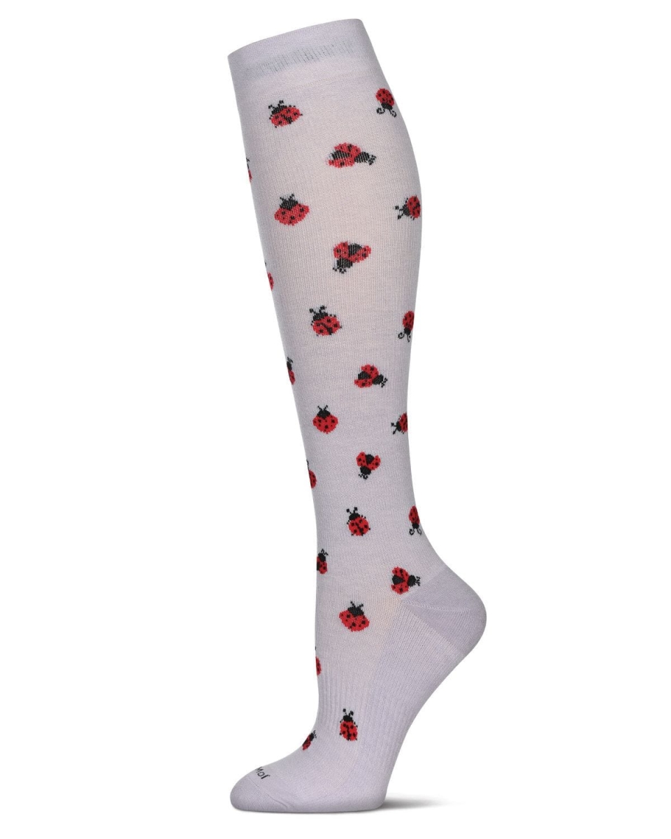 MFY08493-53002-9-11 Women Ladybugs Bamboo Blend 8-15 mmHg Graduated Compression Socks, Lavender - Size 9 to 11