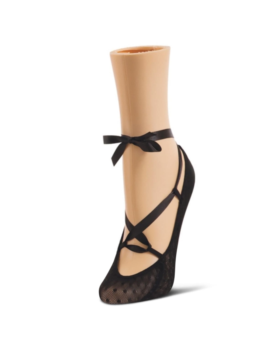 MS2-308-00001-OS Dancing Dot Ballet-Style Foot Liner, Black - One Size