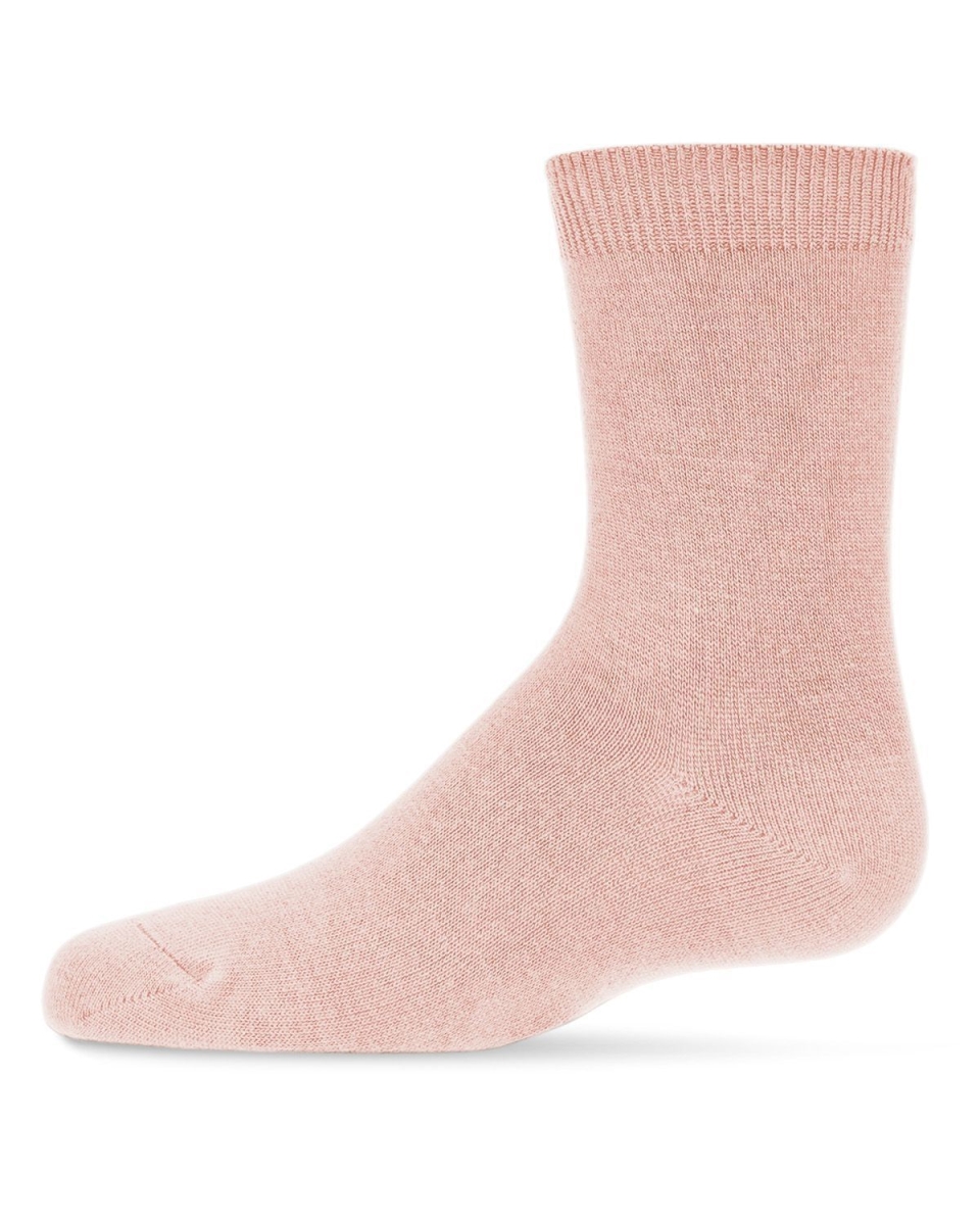 MK-6166-65001-0 Kids Basic Soft Rayon From Bamboo Crew Socks, Petal Pink - Size 0