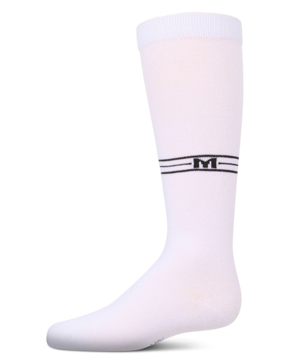 MKF-7170-10103-6 Girls M Multi Line Knee High Socks, White - Size 6