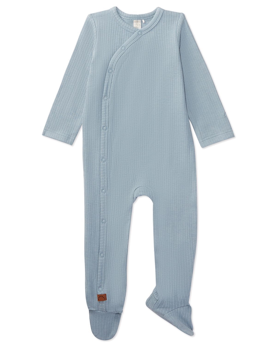 IAB08685-45060-18M Infant Ribbed Solid Cotton Side Snap Footie, Blue Frost - 18 Months