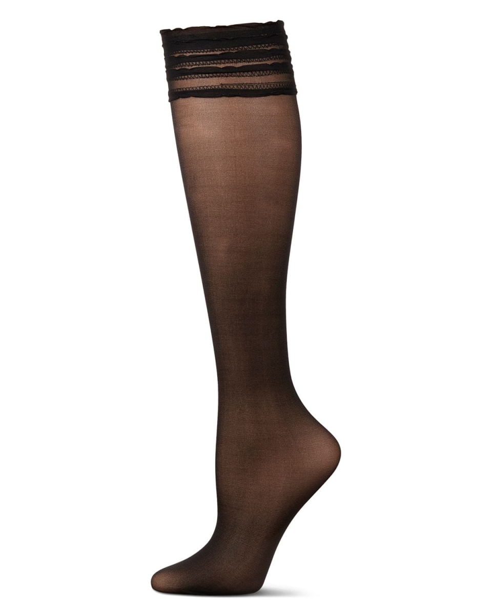 MFF08938-00001-OS Women Rufflicious Knee High Socks, Black - One Size