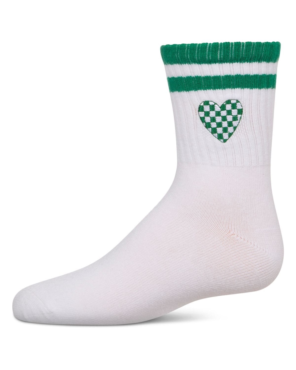 MKF-6070-34000-4 Checkered Heart Crew, Green - Size 4