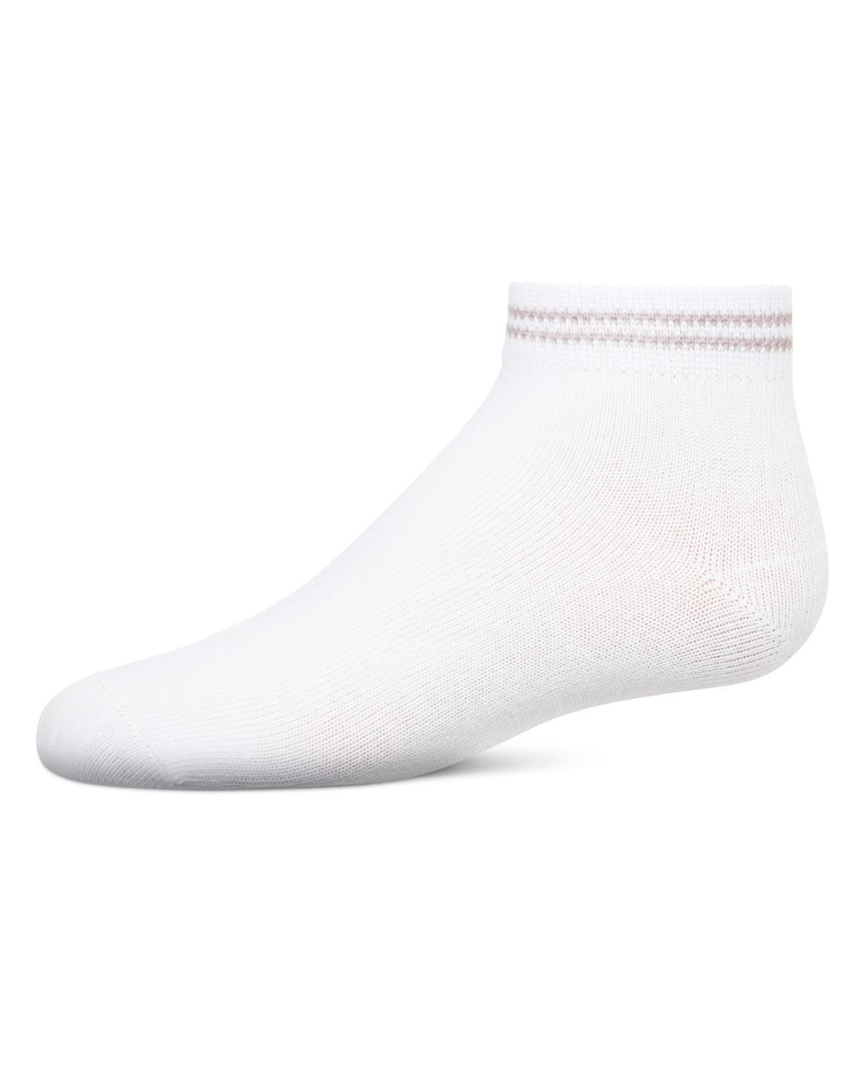 MKF-6046-27009-2 Girls Ziggy Double Ring Cotton Blend Anklet Socks, Tan - Size 2