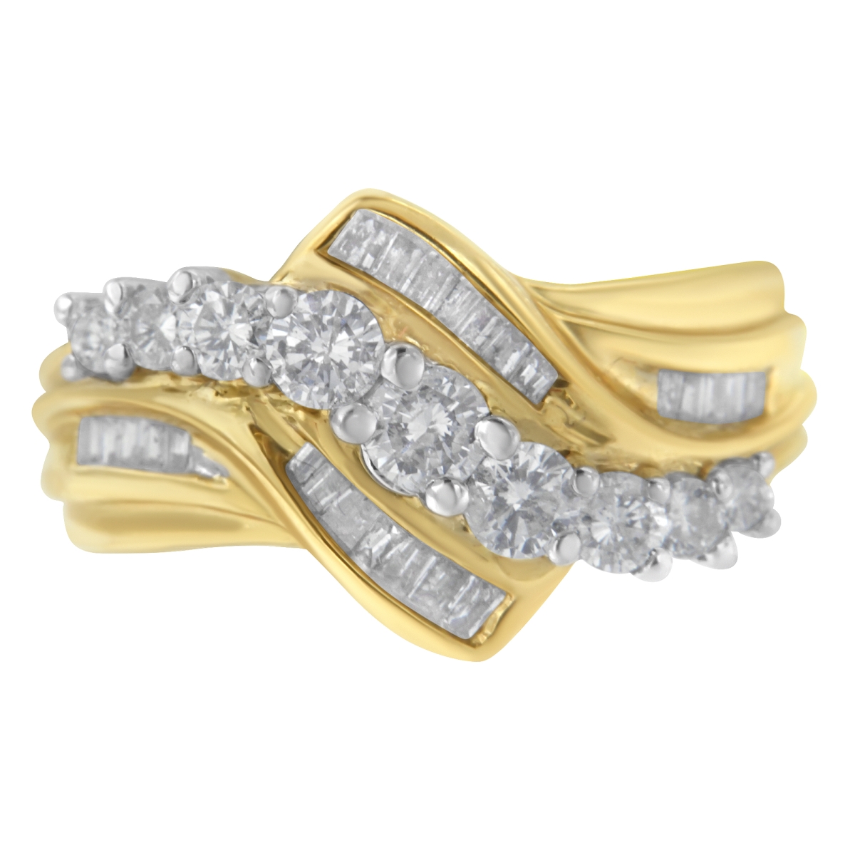 Picture of Infinite Jewels 015808R700 White & Yellow 10K Two-Toned Diamond Bypass Ring&#44; 1 CTTW - H-I Color - SI2-I1 Clarity - Size 7